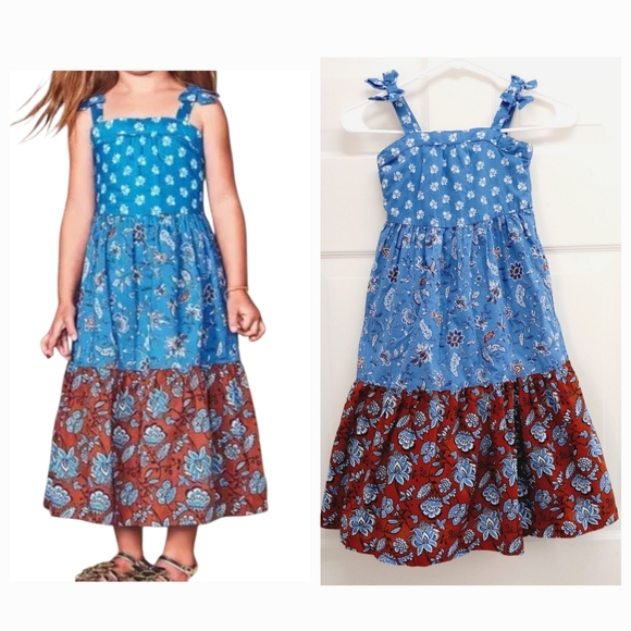 Janie and Jack Other - Janie And Jack Mixed Paisley Floral Maxi Dress Size 5 Blue Brown Tiered Summer